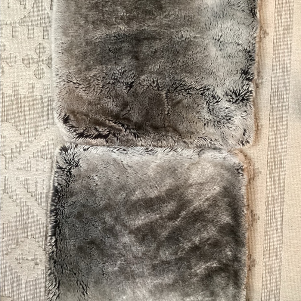 Two Gray Faux Fur Throw Pillows covers from Indigo
